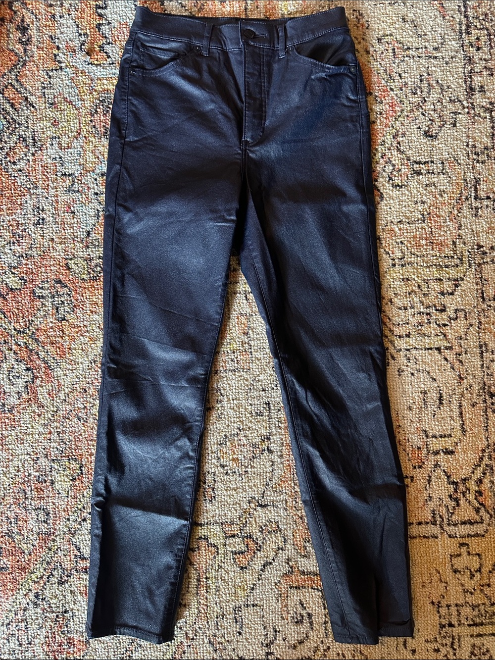 Express Black Faux Leather Skinny Jeans